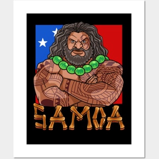Samoan Pride Samoa Flag Polynesian Warrior Tatau Posters and Art